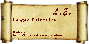 Langer Eufrozina névjegykártya